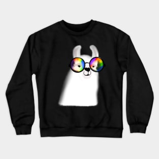 Llama with rainbow glasses Crewneck Sweatshirt